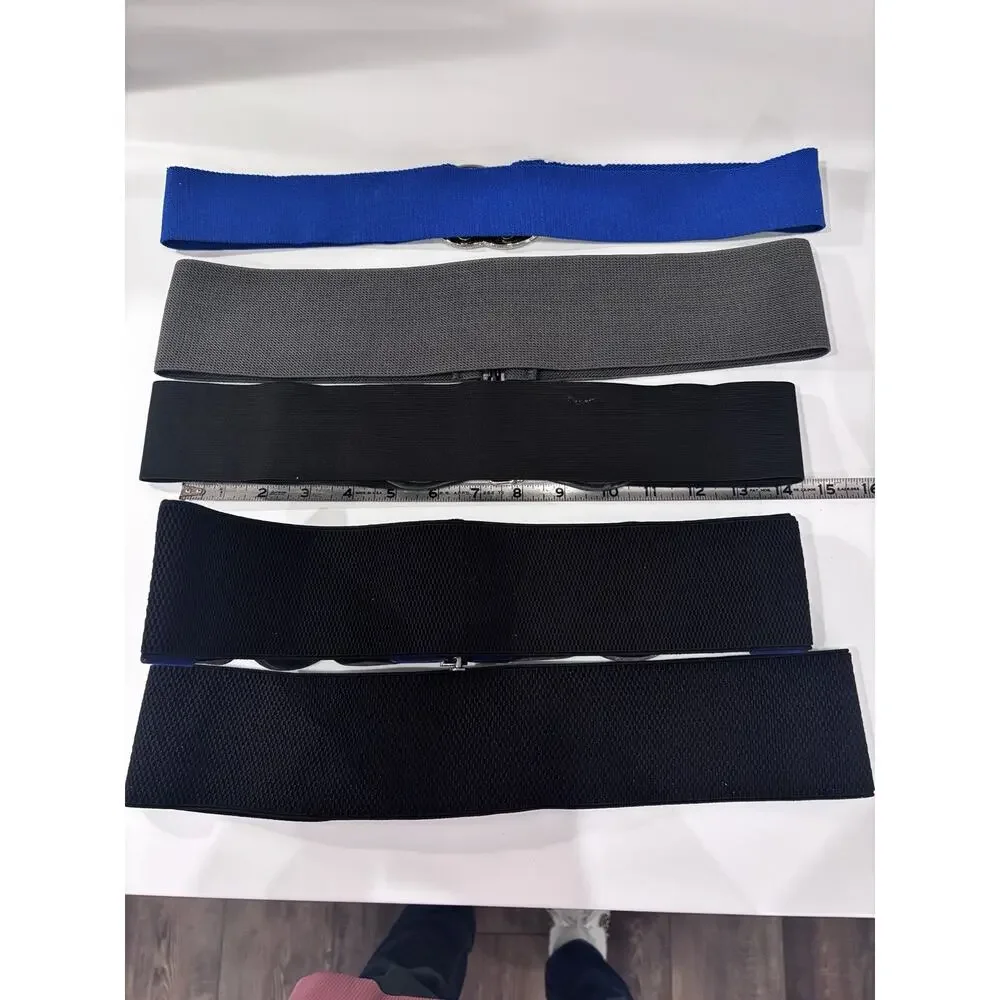 Vintage 80's 90's Womens Stretch Belts Wide Retro Glam Metal Lot Y2K Black Blue